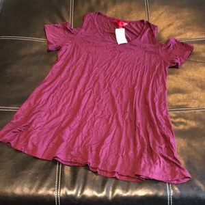 Magenta Long Cold Shoulder Top